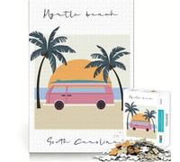 Puzzle pour Adultes 1000 pièces Myrtle Beach,Caroline du Sud Illustration Art aux Bords précis Exercice Mental Jeu Amusant et Calme Activité d'anniversaire (38x26cm)