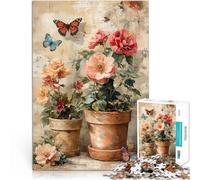 Puzzle pour Adultes 1000 pièces Nature Morte Florale avec des Papillons Jeu intellectuel est idéal comme Cadeau pour Toute la Famille 75x50cm
