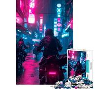 Puzzle pour Adultes 1000 pièces Neon City Riders Jeu éducatif et Stimulant Jouet de Manipulation Anti-Stress Cadeau Amusant (Dimensions 38x26cm)