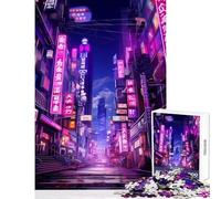 Puzzle pour Adultes 1000 pièces Néon Cyberpunk Japon Jeu Impossible Défi Difficile Jouet éducatif Améliorer l'amour Entre Les Couples (52X38cm)
