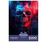 Puzzle pour Adultes 1000 Pièces Neon Skull Art Puzzle Adulte Jeu Manuel Découpe De Précision Idéal comme Cadeau 38x26cm/1000pcs