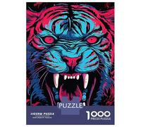 Puzzle pour Adultes 1000 Pièces Neon Vintage Tiger Puzzles pour Adolescents, Jeux Amusants, Passe-Temps Idéal comme Cadeau 70x50cm/1000pcs