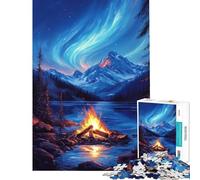 Puzzle pour Adultes 1000 pièces Nightfire sous Les aurores boréales défi éducatif Course de Vitesse Manuelle Jouet à Monter soi-même pour Les 14 Ans et Plus (50x75cm)