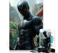 Puzzle pour Adultes 1000 pièces Ninja Noir aux Yeux Rouges Jeu de Construction Amusant et Stimulant,Loisir créatif,Cadeau d'anniversaire (38x52cm)