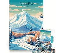 Puzzle pour Adultes 1000 pièces Niseko Japon Découpe Parfaite Défi Intelligent et Amusant Jeu paisible Cadeau Artistique de Noël (50x75cm)