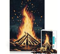 Puzzle pour Adultes 1000 pièces Nuit Autour du feu de Camp Découpe précise Jeu d'art cognitif Jouet Détente et Loisirs Décoration Murale de Noël (38x52cm)