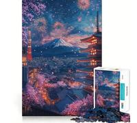 Puzzle pour Adultes 1000 pièces Nuit de cerisiers en Fleurs Design Finement découpé Activité intellectuelle Jeu de détente Décoration Artistique de Noël (38x52cm)