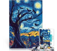 Puzzle pour Adultes 1000 pièces Nuit étoilée avec des Chauves-Souris pour Halloween Casse-tête pour Une œuvre d'art 38x26cm