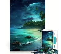 Puzzle pour Adultes 1000 pièces Océan Bleu Ciel Nocturne Art Finement découpé,défi Intelligent et Amusant,Jeu de Calme,Cadeau d'anniversaire (38x52cm)