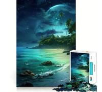 Puzzle pour Adultes 1000 pièces Océan Bleu Ciel Nocturne Art Finement découpé,résolution de problèmes Amusante,Moment de détente,décoration Murale de Noël (38x52cm)