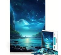 Puzzle pour Adultes 1000 pièces Océan Bleu Ciel Nocturne Découpe serrée Amusant,activité cérébrale Intelligente,Temps de détente,Cadeau d'anniversaire (50x75cm)