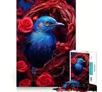 Puzzle pour Adultes 1000 pièces Oiseau Bleu Rose Rouge,Assemblage sans Couture,Jeu de Concentration,Cadeau de détente,Cadeau d'anniversaire (38x52cm)