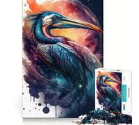 Puzzle pour Adultes 1000 pièces Oiseau Cran Bleu Aquarelle Découpe Impeccable Amusant,Jeu de réflexion,Divertissement pour Les Moments de détente,décoration Artistique de Noël (38x26cm)