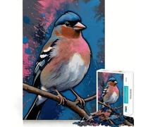 Puzzle pour Adultes 1000 pièces Oiseau Pinson sur Une Branche Peinture Bordure précise Art Jeu de Construction Jeu de détente Décoration Murale de Noël (38x26cm)