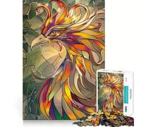 Puzzle pour adultes, 1000 pièces, oiseau, rétro, verre doré, coupe fine, design, entraînement cérébral, amusement, décélération, amusement, anniversaire, jeu d'art (38 x 26 cm)