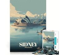 Puzzle pour Adultes 1000 pièces Opéra de Sydney Affiche de Voyage Découpe précise Jeu cognitif Jouet Relaxant Décoration Murale de Noël (38x26cm)