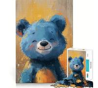 Puzzle pour Adultes 1000 pièces Ours Bleu Joyeux Découpe Nette Art Logique Jeu Amusant et Relaxant Cadeau de Noël apaisant (38x26cm)