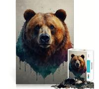 Puzzle pour Adultes 1000 pièces Ours Brun Aquarelle Découpe Fine Jeu Stimulant Le Cerveau Temps Calme Cadeau de Loisirs de Noël (38x52cm)