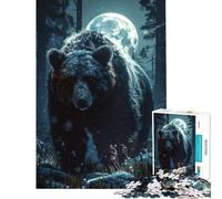 Puzzle pour Adultes 1000 pièces Ours dans la forêt Nordique Jeu de réflexion addictif pour cultiver la Patience Idée Cadeau Décoration Parfaite (Dimensions 75x50cm)
