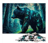Puzzle pour Adultes 1000 pièces Ours Noir Puzzles en Bois avec pièces en Carton de qualité supérieure et durables avec Un Design à emboîtement précis 50 x 75 cm