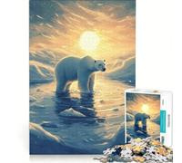 Puzzle pour Adultes 1000 pièces Ours Polaire au Coucher du Soleil Jeu de Construction Défi à réaliser Collection d'artistes Beaux-Arts 38x26cm
