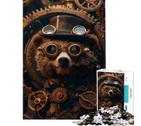 Puzzle pour Adultes 1000 pièces Ours Steampunk Animal Aide à l'exercice cérébral Apprentissage Jeu éducatif Casse-tête pour Les 14 Ans et Plus (50x75cm)