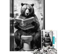 Puzzle pour Adultes 1000 pièces Ours Toilettes Jeu de Salle de Bain Amusant et Impossible pour Un Jeu éducatif Un défi Un Cadeau d'anniversaire pour améliorer la mémoire (Dimensions 38x52cm)