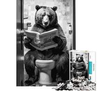 Puzzle pour Adultes 1000 pièces Ours Toilettes Jeu de Salle de Bain Amusant et Impossible pour Un Jeu éducatif Un défi Un Cadeau d'anniversaire pour améliorer la mémoire (Dimensions 75x50cm)