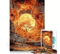 Puzzle pour Adultes 1000 pièces Ouverture de Grotte avec Lune et Arbre Pièces découpées nettes Jeu de réflexion Jeu de Temps Libre Décoration Artistique de Noël (38x52cm)