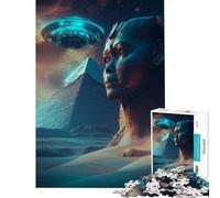 Puzzle pour Adultes 1000 pièces OVNI au-Dessus du Sphinx et de la Pyramide Défi intellectuel Jeu addictif et Pratique Difficile Cadeau d'anniversaire (Taille 50x75cm)