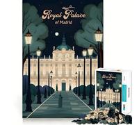 Puzzle pour Adultes 1000 pièces Palais Royal de Madrid Bordure Fine Jeu de résolution de problèmes et de détente Cadeau d'anniversaire créatif (50x75cm)