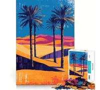 Puzzle pour Adultes 1000 pièces Palmiers minimalistes dans Le désert Art surréaliste Découpe de qualité supérieure Jeu de réflexion et de détente Décoration Murale de Noël (38x52cm)