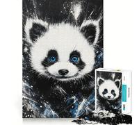 Puzzle pour Adultes 1000 pièces Panda aux Yeux Bleus,découpe Fine et Artistique,défi Intelligent et Amusant,Jeu Calme,Cadeau d'anniversaire (50x75cm)