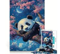 Puzzle pour Adultes 1000 pièces Panda en Fleurs de Cerisier Jeu d'adresse et de réflexion Artistique Parfait,idéal pour se détendre,pour Un Anniversaire (38x26cm)