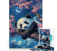 Puzzle pour Adultes 1000 pièces Panda en Fleurs de Cerisier Jeu de qualité supérieure pour Un Divertissement Intelligent et des Moments de détente Cadeau Artistique de Noël (38x52cm)