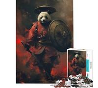 Puzzle pour Adultes 1000 pièces Panda Guerrier Samouraï Puzzle 1000 pièces Décoration Murale Jouet Art Mural Cadeau de Noël ou d'anniversaire (50x75cm)