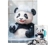 Puzzle pour Adultes 1000 pièces Panda l'heure du Bain Jeu éducatif Jouet intellectuel Cadeau de Père Noël Secret Anti-Stress (Dimensions 75x50cm)