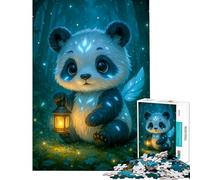 Puzzle pour Adultes 1000 pièces Panda Mignon avec Lanterne dans la forêt Jeu éducatif et Casse-tête Idée Cadeau pour Passer Le Temps à la Maison ou Un Anniversaire (Dimensions 38x26cm)