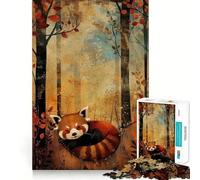 Puzzle pour Adultes 1000 pièces Panda Roux d'automne Bords impeccables Jeu d'exercice cérébral Amusant Moment de détente Scène de Noël (38x26cm)