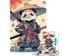 Puzzle pour Adultes 1000 pièces Panda Samurai Jeu de Manipulation de samouraï Mignon Jouet addictif pour cultiver la Patience Cadeau de Père Noël Secret Passe-Temps Pendant Les Vacances à la Maison
