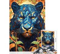 Puzzle pour Adultes 1000 pièces Panthère et Fleurs Décoration intérieure Jouet Cadeau d'anniversaire Jeu Pratique pour Partager Un Moment Complice Parent-Enfant Dimensions 38x52cm