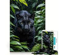 Puzzle pour Adultes 1000 pièces Panthère Noire dans Une Jungle luxuriante Jeu de Construction Amusant et Stimulant,idéal pour Les Loisirs et Les activités artistiques d'anniversaire (38x52cm)