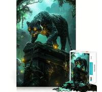 Puzzle pour Adultes 1000 pièces Panthère Noire sur ruines Antiques Jeu de Construction Amusant et Stimulant,Loisir créatif,Cadeau d'anniversaire (38x26cm)