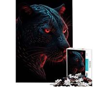 Puzzle pour Adultes 1000 pièces Panthère Rouge et Noire Jeu Stimulant éducatif et décoratif Cadeau Amusant (Dimensions 38x52cm)