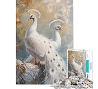 Puzzle pour Adultes 1000 pièces Paon Blanc Magique pour Anniversaire Noël Jeu Familial Difficile Convient aux Personnes de 14 Ans et Plus (38x52cm)