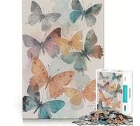 Puzzle pour Adultes 1000 pièces Papillon Aquarelle Vol Lisses Jeu de Concentration Amusant Jeu Occasionnel Cadeau d'anniversaire Amusant (38x26cm)