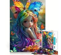 Puzzle pour Adultes 1000 pièces Papillon Fée Articulations Lisses Jeu Amusant de Concentration mentale Jeu Occasionnel Cadeau Amusant d'anniversaire (38x26cm)