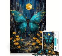 Puzzle pour adultes 1000 pièces Papillon,fleurs et nuit au clair de lune Jeu de réflexion amusant et fluide,idéal pour se détendre et passer un bon moment Cadeau parfait pour un anniversaire (38x26cm)