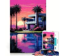 Puzzle pour Adultes 1000 pièces Paradise Mansion Pixel Art Découpe Parfaite Défi Amusant et Intelligent Jeu paisible Cadeau Artistique de Noël (50x75cm)