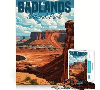 Puzzle pour Adultes 1000 pièces Parc National des Badlands Bords impeccables Jeu d'exercice cérébral Amusant Moment de détente Scène de Noël (38x26cm)